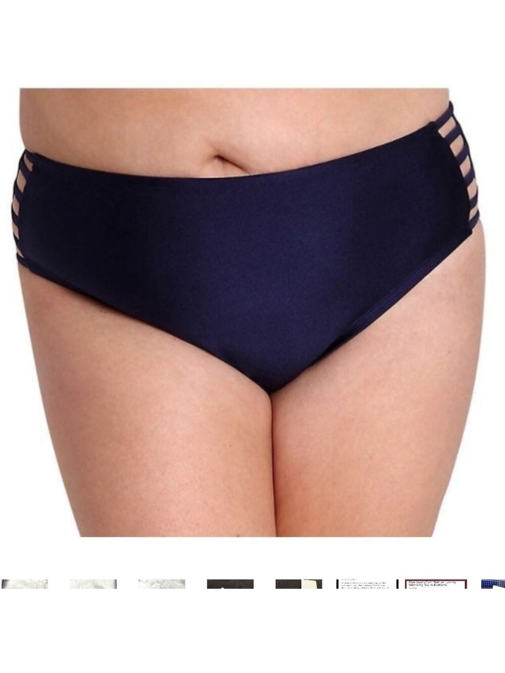 Lysa Swim bottoms Plus size Woman’s 2X 22-24W navy blue with strappy sid…